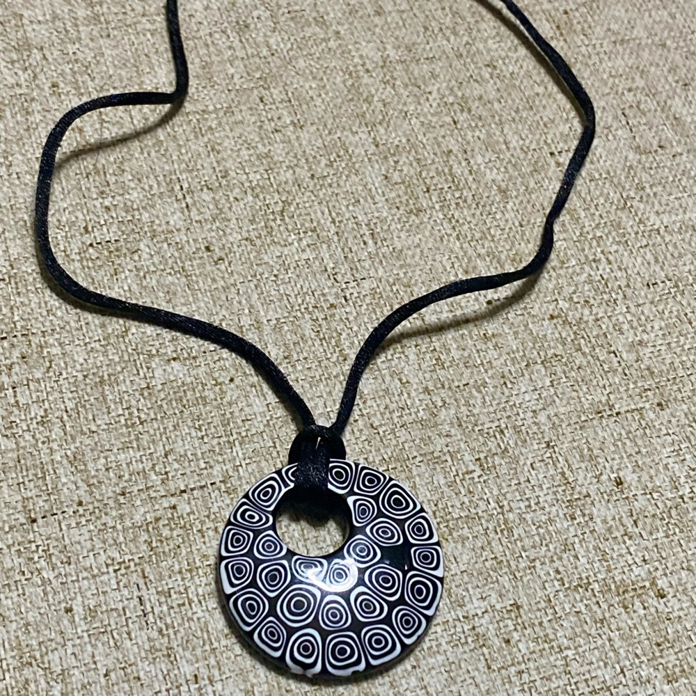 Venetian glass Black and White Pendant Necklace
